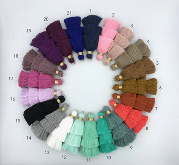 1pc, 8cm 3 Layer Single Coloured Cotton Tassel - Choose your colour